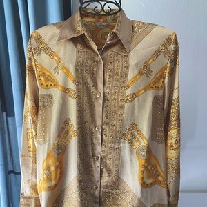 Vintage Gold Link & Buckle Button Down Top Size L/XL by Peniel
